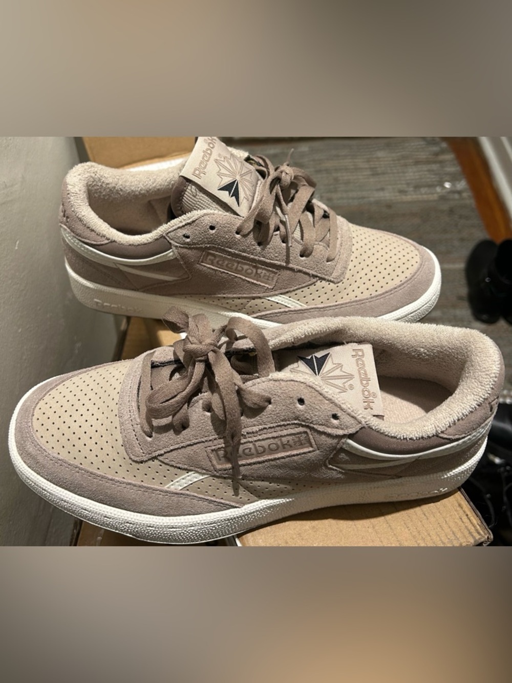 Reebok Suede Low-Top Sneakers - Taupe & White